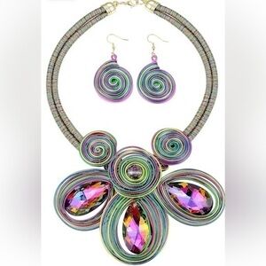 Kiszu Statement Chunky African Colorful Crystal Big  Bib Necklace 💕Host Pick💕